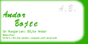 andor bojte business card